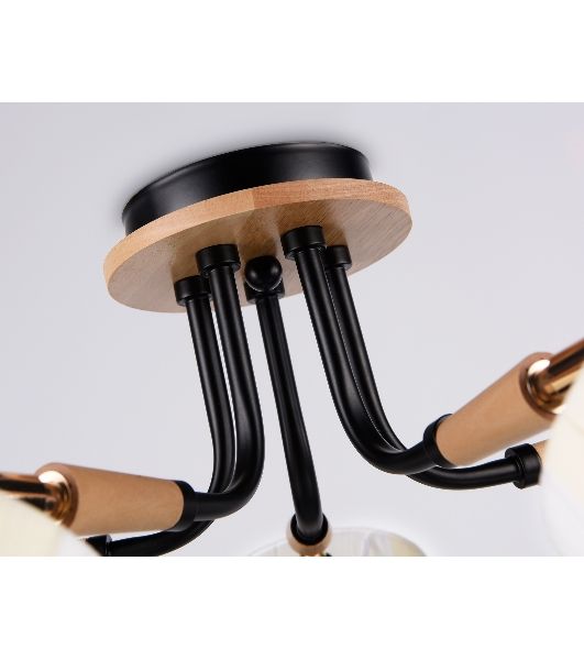 Светильник Ambrella light TR4733/5 BK/LWD черный/светлое дерево E27/5 max 40W D610*270