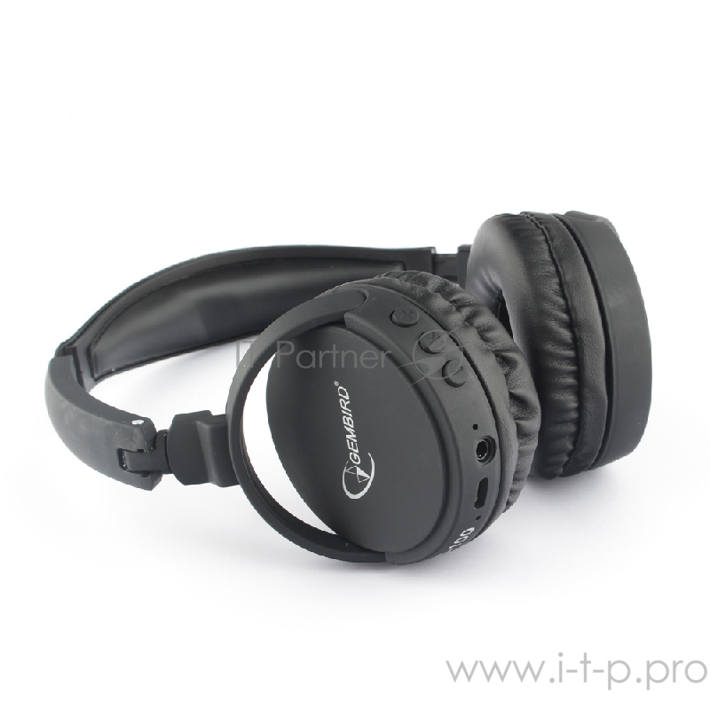 Беспроводные/проводные наушники Gembird BHS-100 черный, накладные, Bluetooth + проводной, складная конструкция, до 10 ч