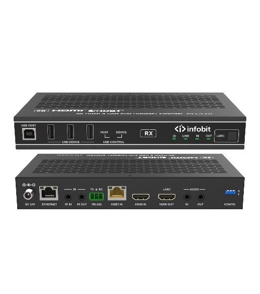Удлинитель сигнала HDMI, USB Infobit iTrans E90U8K разрешение 8К/30, USB 2.0 до 90 метров, eARC