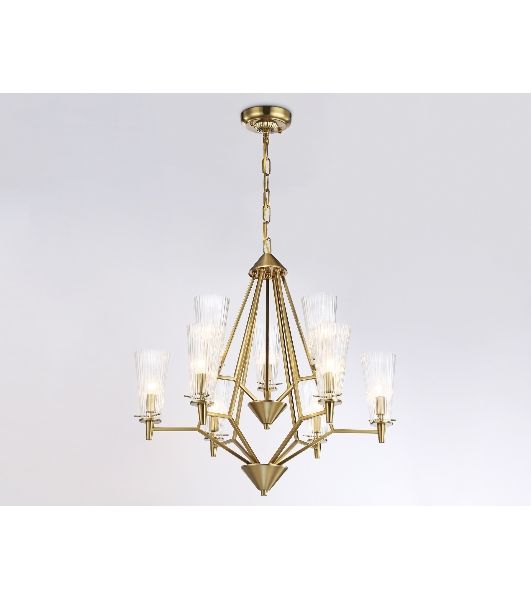 Светильник Ambrella light TR3233/6+3 BS/FR латунь/белый матовый E14*9 max 40W D730*720