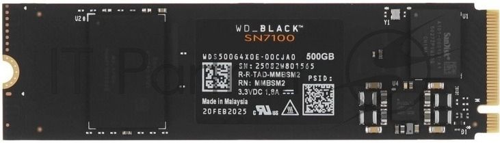 Накопитель SSD Western Digital черный SSD SN7100 M2.2280 PCIe 4.0 500Gb, 6800MBs/5000MBs, TbW 300, WDS500G4X0E, 1 year