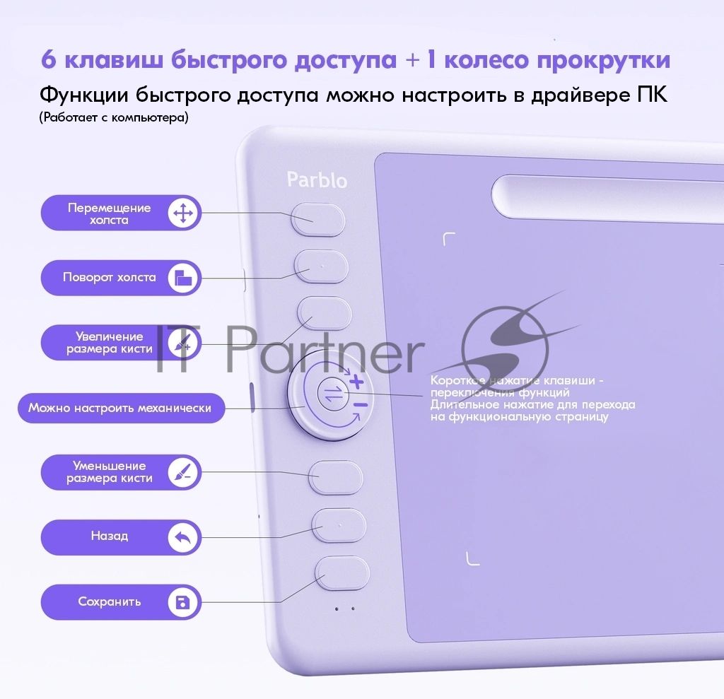 Графический планшет Parblo Intangbo SW USB Type-C фиолетовый