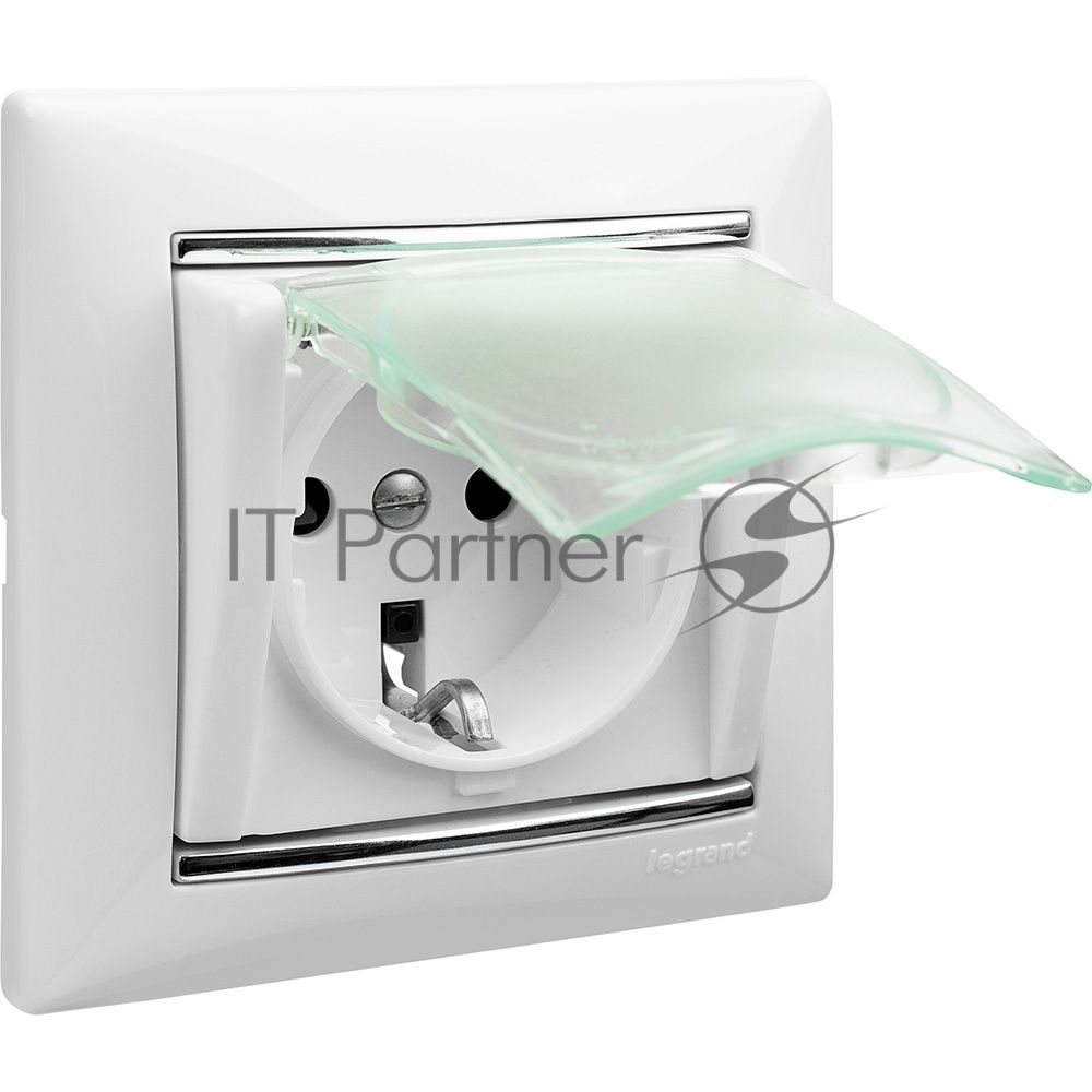Розетка Legrand Valena 774220 влагозащищенная IP44 с заземлением с крышкой и защитными шторками (белая)