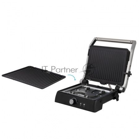 Гриль электрический Endever Grillmaster 225, серебристый/черный, 2300 Вт, терморегулятор, размер пов-ти 28х17 см