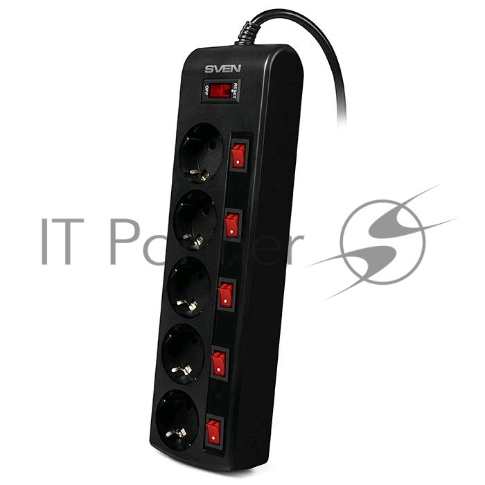 Сетевой фильтр Sven SF-05PL 3,0 м (5 розеток) черный