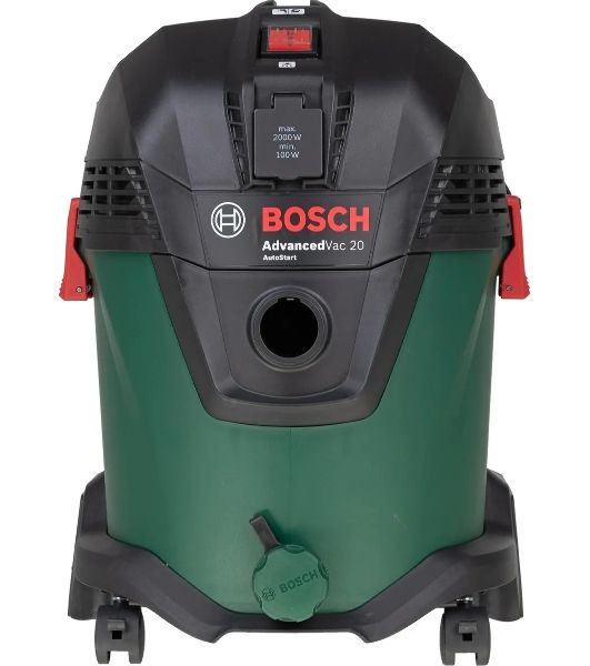Строительный пылесос Bosch AdvancedVac20 зеленый, 300/1200 Вт, уборка сухая/влажная, пылесборник мешок/контейнер, 20 л