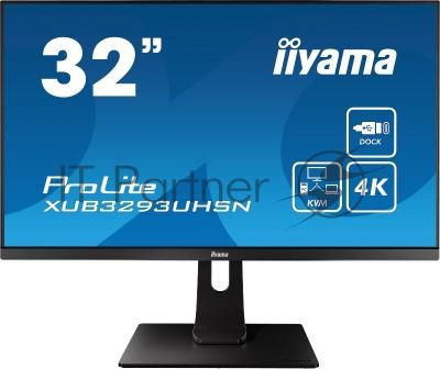 Монитор 31.5" Iiyama XUB3293UHSN-B5 IPS 3840x2160, 60 Гц, 4 мс, 16:9, 350 кд/м², HDMI 2.0, DP 1.2, 3.5 Jack, USB-C, USB Hub (2x USB 3.0), Ethernet, динамики (2x3 Вт), черный