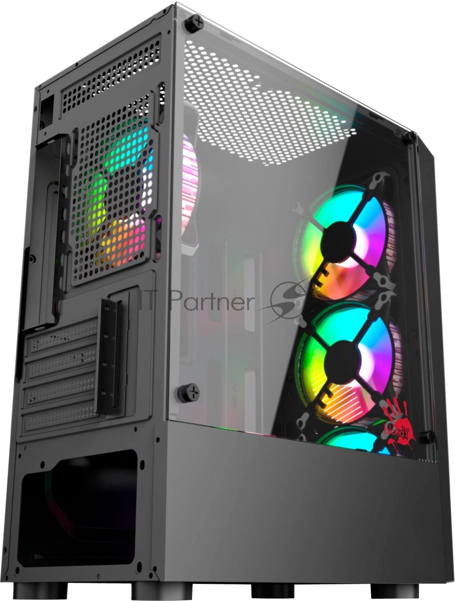 Компьютерный корпус Bloody BD-CC102F черный без БП mATX 2x120мм 2xUSB 2.0 1xUSB 3.0 audio bott PSU