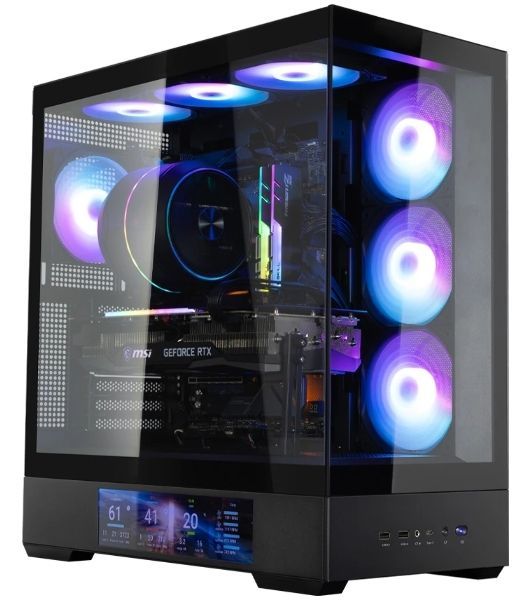 Компьютерный корпус ZALMAN P40 DS, ATX, черный, WINDOW, 9.1-inch LCD screen, 2xCombo(2.5” or 3.5”), 1x2.5”, 1xUSB TYPE-C, 2xUSB 3.0, SIDE 3x120мм ARGb, REAR 1x120мм ARGb