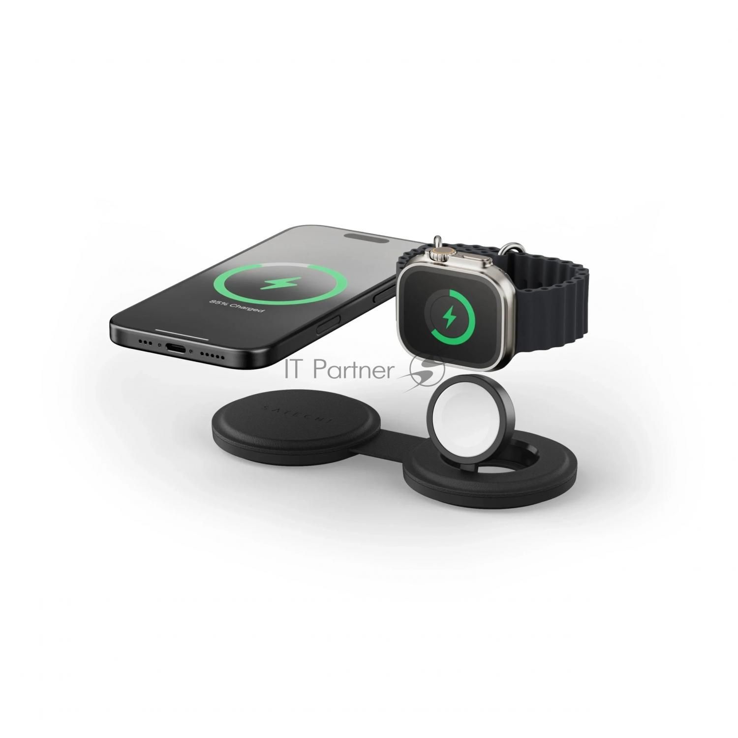 Переносное зарядное устройство Satechi Qi2 OntheGo 2-in-1 Wireless Charger, черный
