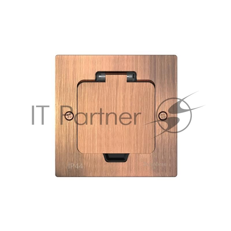 MultiDesk Лючок с розеткой 2К+З, 16А/250В, IP44 с монтажной коробкой для стены, фальшпола, стола Медь, тип MDK21 | MDK21102CA | SE