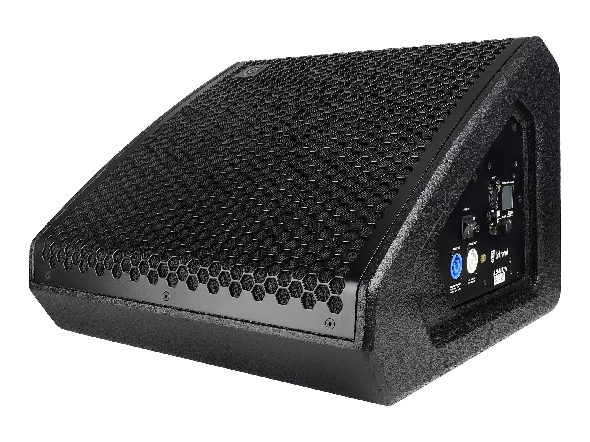 Акустическая система Intrend ILS-M12A активный сценический монитор c DSP, двухполосный, коаксиальный, 12"НЧ, 1,7"ВЧ. Цвет чёрный, корпус дерево