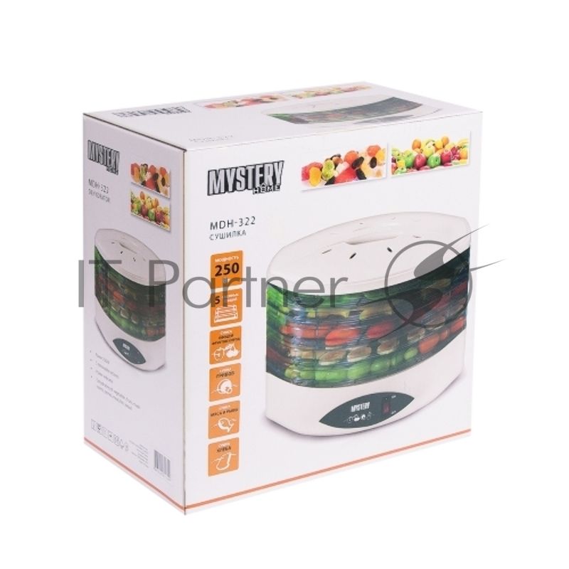 Сушилка для овощей и фруктов Mystery MDH-322 белый 250W