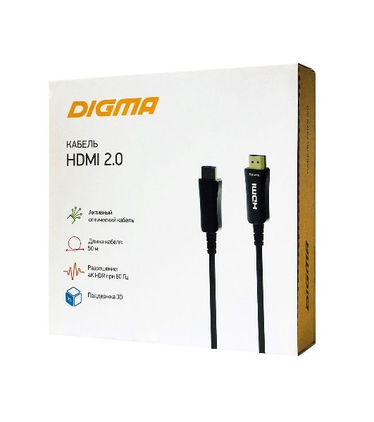 Кабель аудио-видео Digma HDMI 2.0 AOC HDMI (m)/HDMI (m) 50м. позолоченные контакты черный