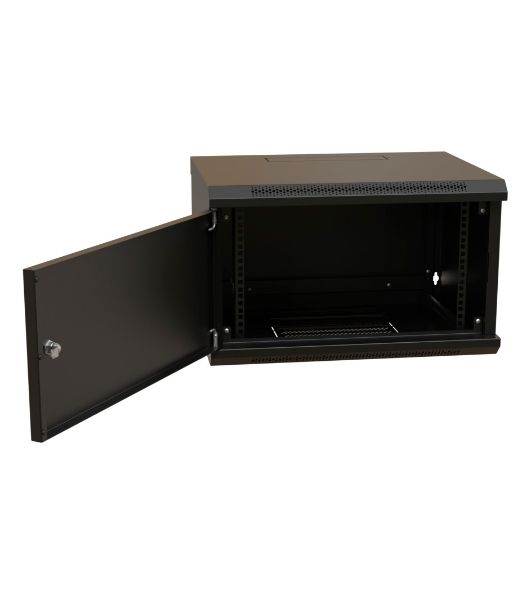 Шкаф коммутационный WRline (WR-TW-0945-SR-RAL9004) настенный 9U 600x450 мм пер. дв. металл 2 бок. пан. 60 кг черный 370 мм 500 мм IP20 сталь