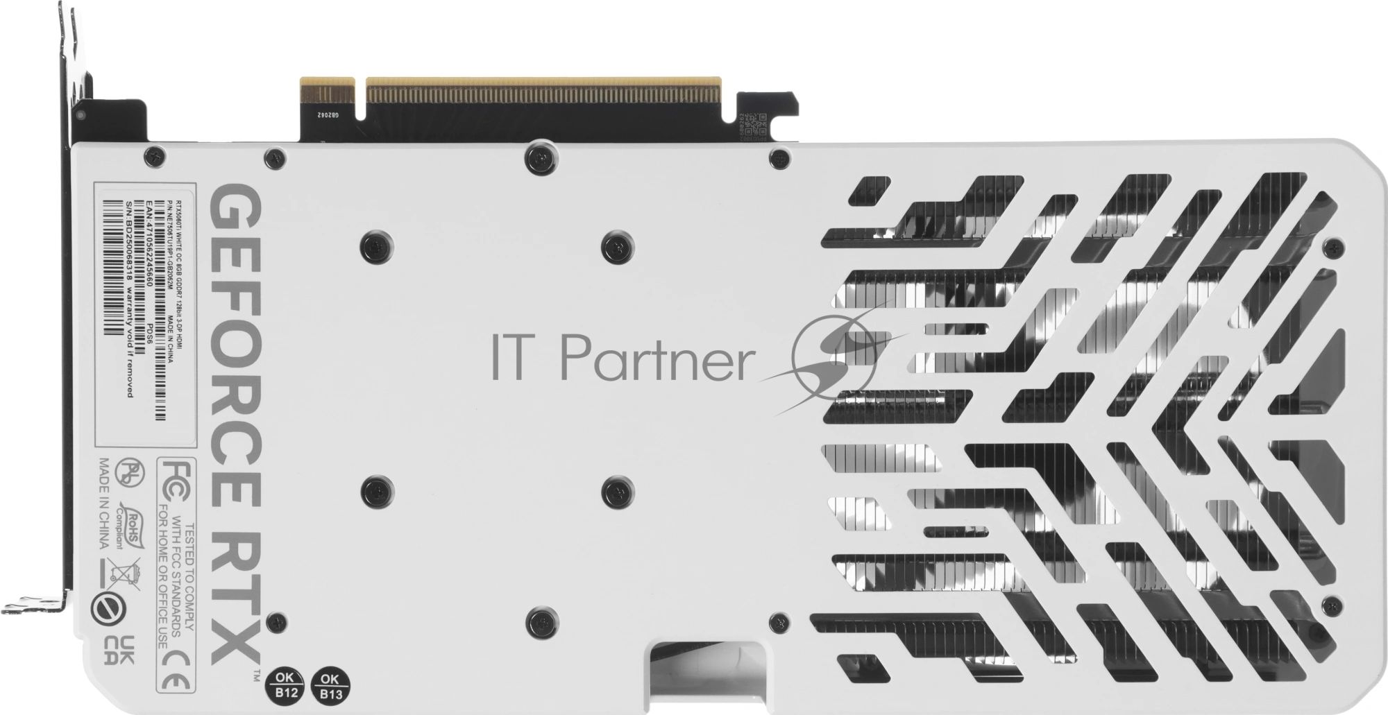 Видеокарта Palit GeForce RTX 5060 Ti WHITE OC, 8 GB GDDR7, 128 bit, 3xDisplayPort, HDMI, GPU 2407 MHz