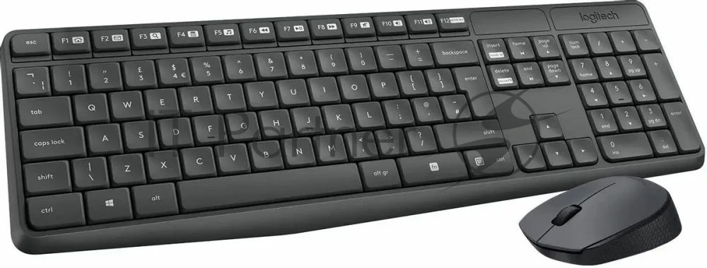 Комплект клавиатура+мышь Logitech MK235 беспроводной, USB, 1000 DPI, серый ( неоригинальная гравировка)