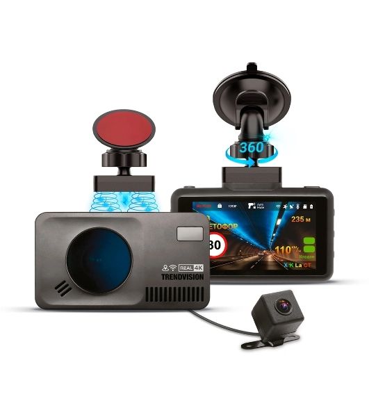 Видеорегистратор с радар-детектором TrendVision DriveCam Real 4K Signature LNA 2CH GPS ГЛОНАСС черный