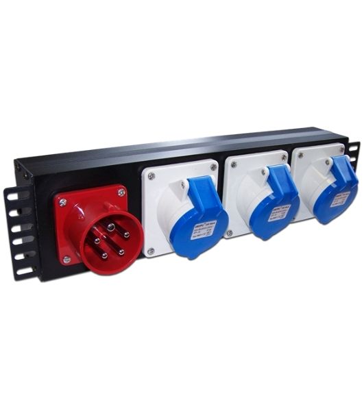 Блок розеток 19" трехфазный, 1х3 IEC309, 32A 380V