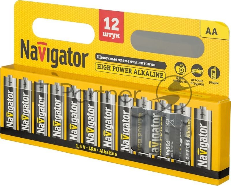Элемент питания алкалиновый Navigator AA/LR6 NBT-NE-LR6-BP12 (блист.12шт)