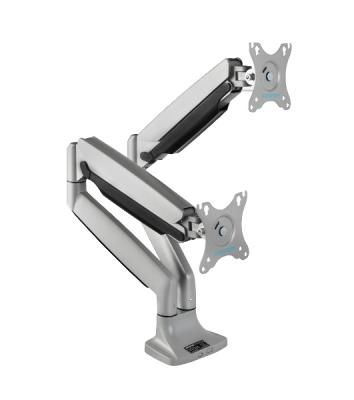 Кронштейн Kromax OFFICE-22 серебристый, 4 шт/уп. Кр. алюм. настол. для мон. 17"-35", max 2x15 кг, 6 ст св., нак. ±90°, пов. 360°, max VESA 100x100 мм.