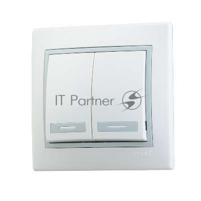 Выключатель 2-кл. СП Мира 10А IP20 белый/сер. LEZARD 701-0215-101