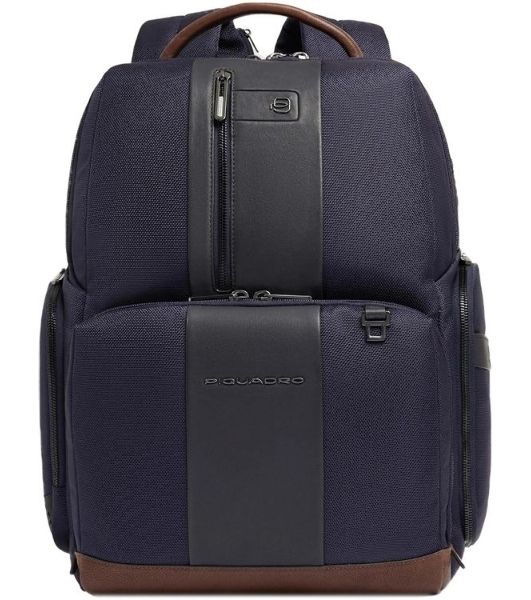 Рюкзак мужской Piquadro Brief2 CA4439BR2BM/BLUCU темно-синий/коричневый нейлон/натур.кожа