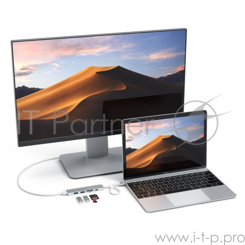 USB-C адаптер Satechi Type-C Slim Multiport Adapter V2. Интерфейс USB-C. серебристый.