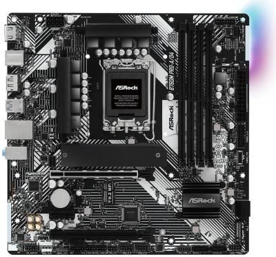 Материнская плата ASRock B760M Pro-A/D4, LGA1700, Intel B760, 4xDDR4, 4xSATA 6Gb/s, 2xM.2, 1xPCIe 4.0 x1, 2xPCIe 4.0 x16, 1xHDMI, 1xDisplayPort, 1x2.5Gb LAN, 1xUSB 3.2 Gen1 Type-C, 3xUSB 3.2 Gen1 Type-A, 2xUSB 2.0, 3x3.5 мм, 7.1, microATX