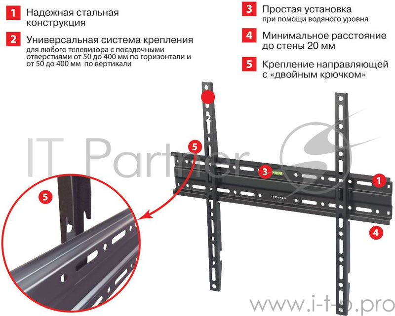 Кронштейн для телевизора Arm Media PLASMA-3 new черный, 22"-65" макс. 55 кг, настенный, фиксированный