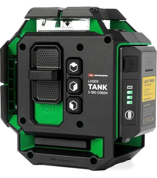 Уровень лазер. Ada LaserTANK 3-360 2кл.лаз. 515нм цв.луч. зеленый 3луч. (А00633)