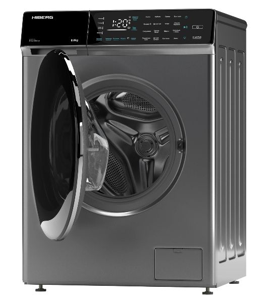 Стиральная машина HIBERG i-DDQ9 - 612 Sd серая, загрузка фронтальная 6кг, 1200 об/мин., класс: A+++