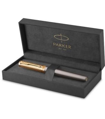 Ручка роллер Parker Ingenuity Pioneers T571 (2200951) Arrow Grey GT, F, черные чернила, подарочная коробка