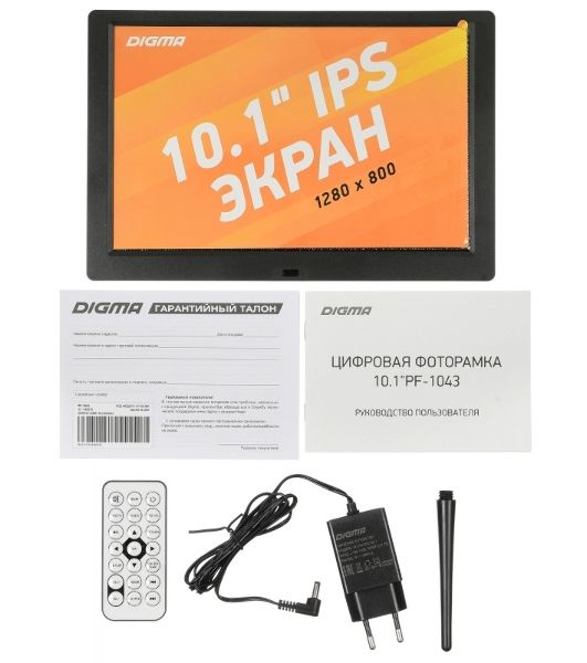 Фоторамка Digma 10.1" PF-1043 IPS 1280x800 черный пластик ПДУ Видео