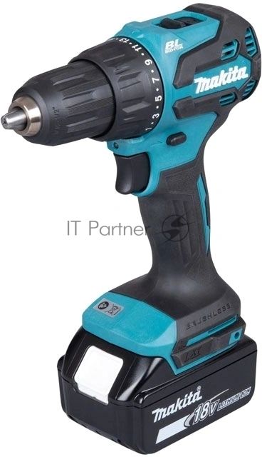 Дрель-шуруповерт Makita DHP490F005, 18 В, 3 Ач, 50 Нм, бесщеточный, ударный