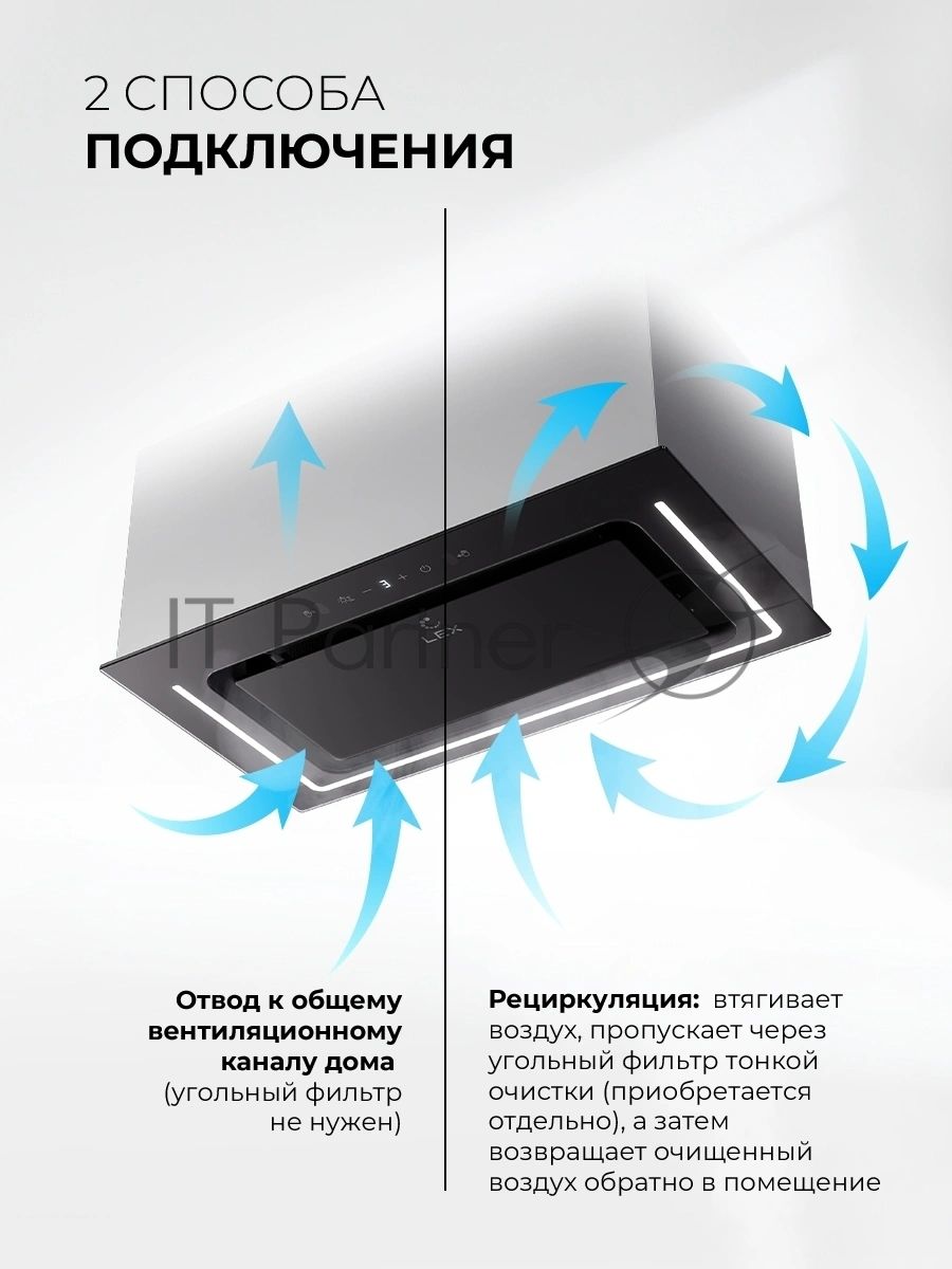 Вытяжка встраиваемая Lex Nova 600 Inverter BL черный управление: сенсорное (1 мотор)