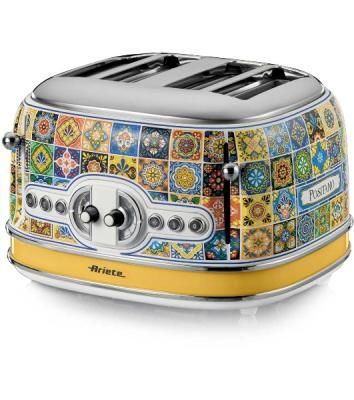 Тостер Ariete Positano 156 жёлтый/голубой, 1630 Вт, 4 слота