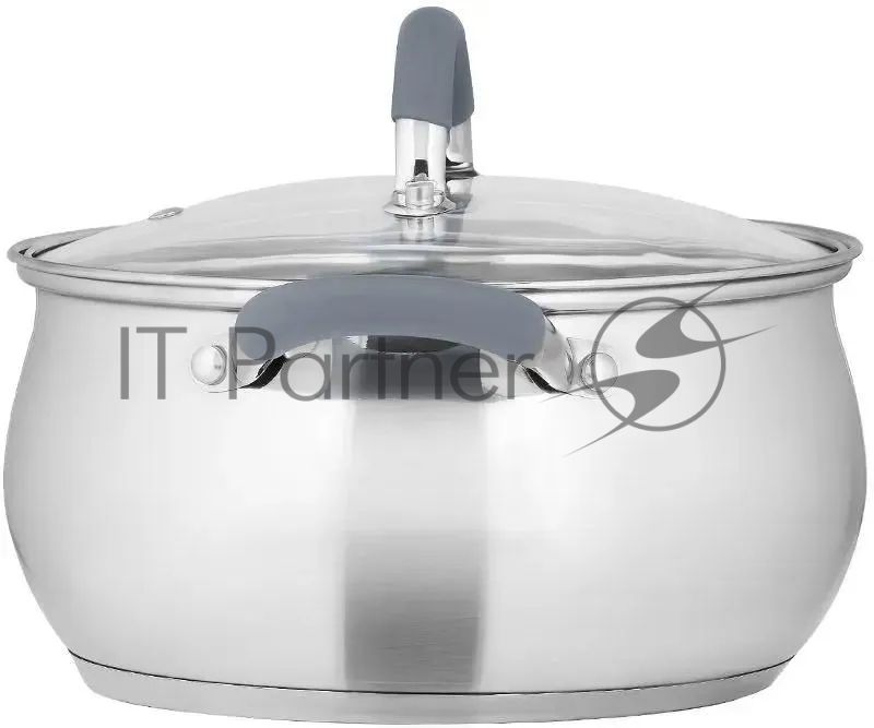 Кастрюля LARA LR02-483 BELL 22x12,5 см, 4,7 л, нержавеющая сталь 316L (хром/никель/молибден), индукционное дно, силиконовая ручка, стеклянная крышка