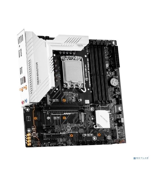 Материнская плата MAXSUN MS-Terminator B760M D5 WIFI 6E, LGA1700, Intel B760, 4xDDR5, 4xSATA, 3xM.2, 1xPCIe 5.0 x16, 1xPCIe 4.0 x4, 1xPCIe 3.0 x1, 1xHDMI, 1xDP, 1x2.5Gb LAN, Wi-Fi 6E, Bluetooth 5.3, 2xUSB-A 10Gbps, 6xUSB-A 2.0, 3x3.5 мм, 5.1, mATX