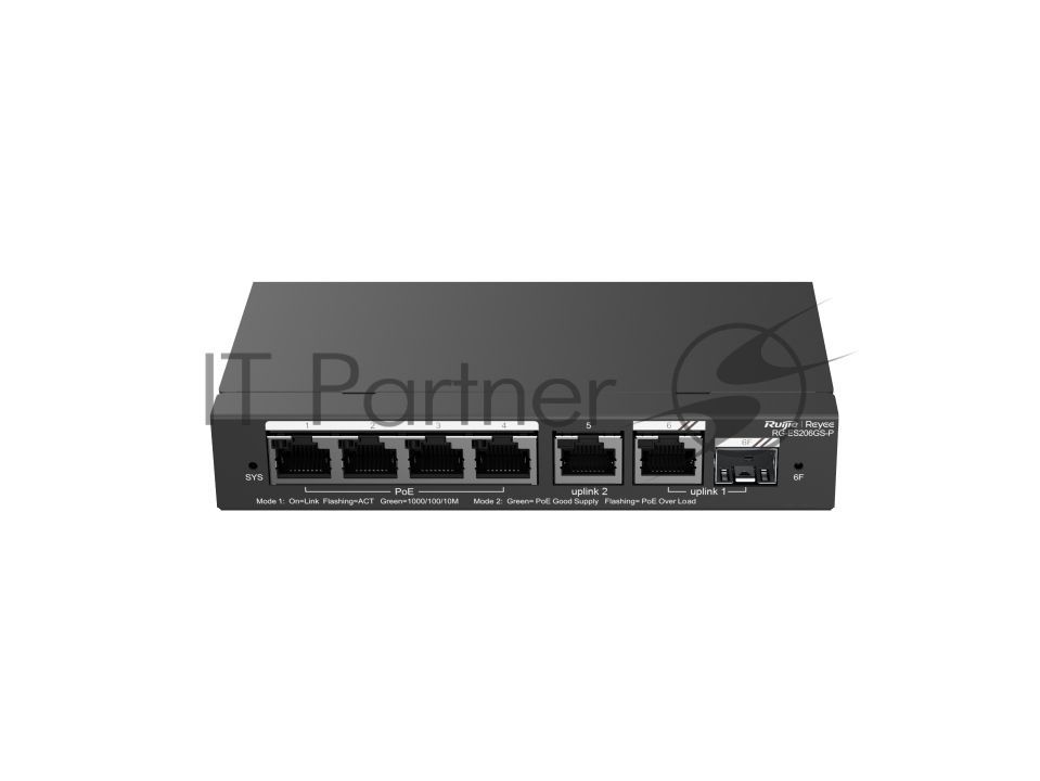 Коммутатор Ruijie Reyee RG-ES206GS-P, 4×1 Гбит/с PoE + 2×1 Гбит/с SFP, управляемый
