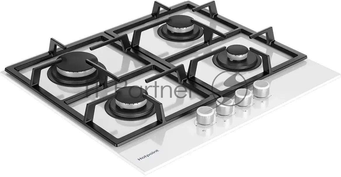 Газовая варочная поверхность Hotpoint HG 61F/WH, 4 конфорки, закаленное стекло, 7400 Вт