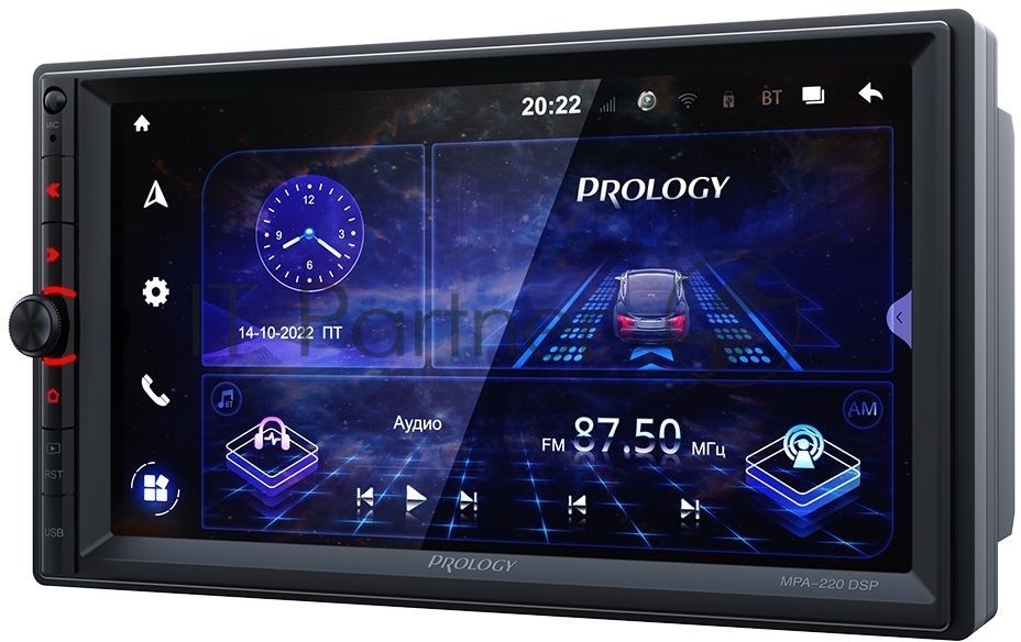 Автомагнитола Prology MPA-220 DSP, 2 DIN, 7", Android 10, Bluetooth, USB Type-A, AUX, GPS, 4G, пульт ДУ