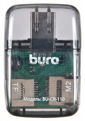 Кард-ридер Buro BU-CR-110 черный/MMC/MS/MS Duo/MS Micro M2/MS Pro/RS-MMC/SD/SDHC/TF/micro-SD/miсro-SDHC/USB 2.0/пластик