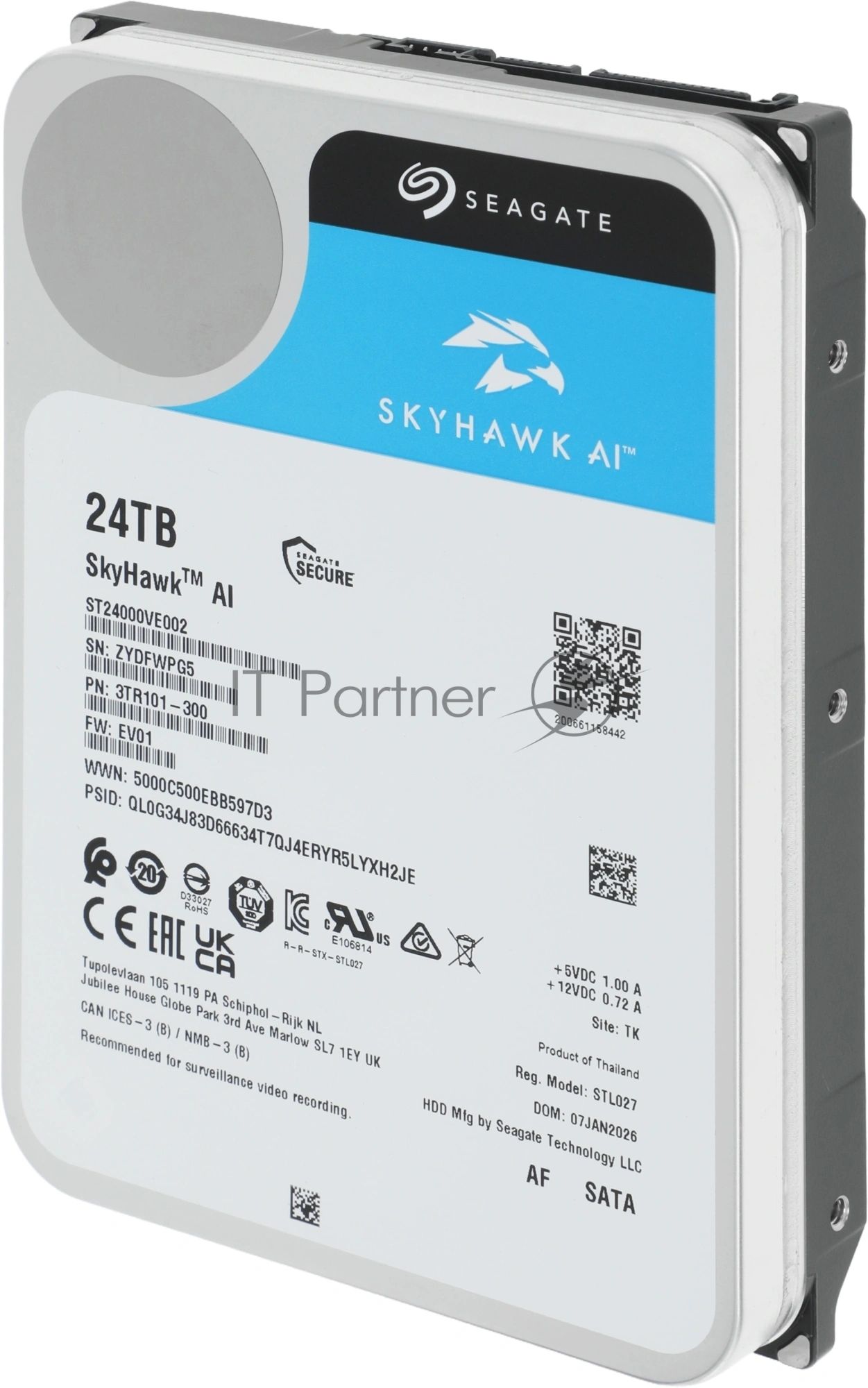 Жесткий диск HDD Seagate SkyHawk AI 24Tb 7200rpm SATA 512Mb 3.5"