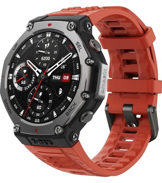 Умные часы Amazfit T-Rex 3 A2323, 1.5" AMOLED, Wi-Fi, Bluetooth, 10ATM, темно-серый / красный