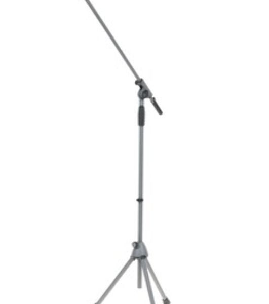 Микрофонная стойка "журавль" K&M 21080-300-02 высота от 925 до 1630 мм, длина стрелы от 425 до 725 мм, металлические узлы, складная конструкция, материал стойки - сталь, цвет хром