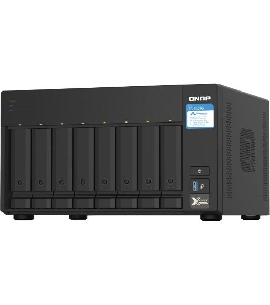 Сетевое хранилище без дисков SMB QNAP TS-832PX-4G 8-Bay NAS, AL324 64-bit quad-core 1.7GHz, 4Gb DDR4 SO-DIMM RAM (up to 1x16 Gb), 8 x 3.5"/2.5" drive slots, 2 x 10GbE SFP+ LAN, 2 x 2.5 GbE LAN, 3 x USB 3.2, PCIe slotGen.2 x 2, 3xUSB 3.2
