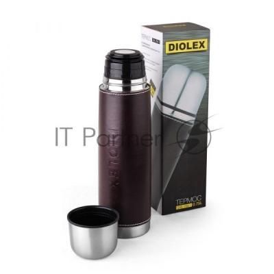 Термос Diolex DXL-1000-1 с узким горлом 1000 мл, кнопка, из нержавеющей стали с узким горлом с кожан