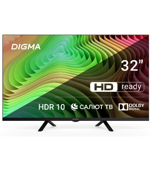 Телевизор Digma 32" DM-LED32SBB34 Metal черный LED HD 60Hz Салют ТВ