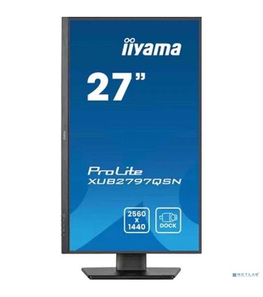 Монитор 27" Iiyama ProLite XUB2797QSN-B2 IPS 2560x1440, 100 Гц, 1 мс, 16:9, 300 кд/м², HDMI 2.0, DP 1.4, 3.5 Jack, USB-C (65 Вт), USB Hub (3x USB 3.0), Ethernet, динамики (2x2 Вт), Adaptive-Sync, черный